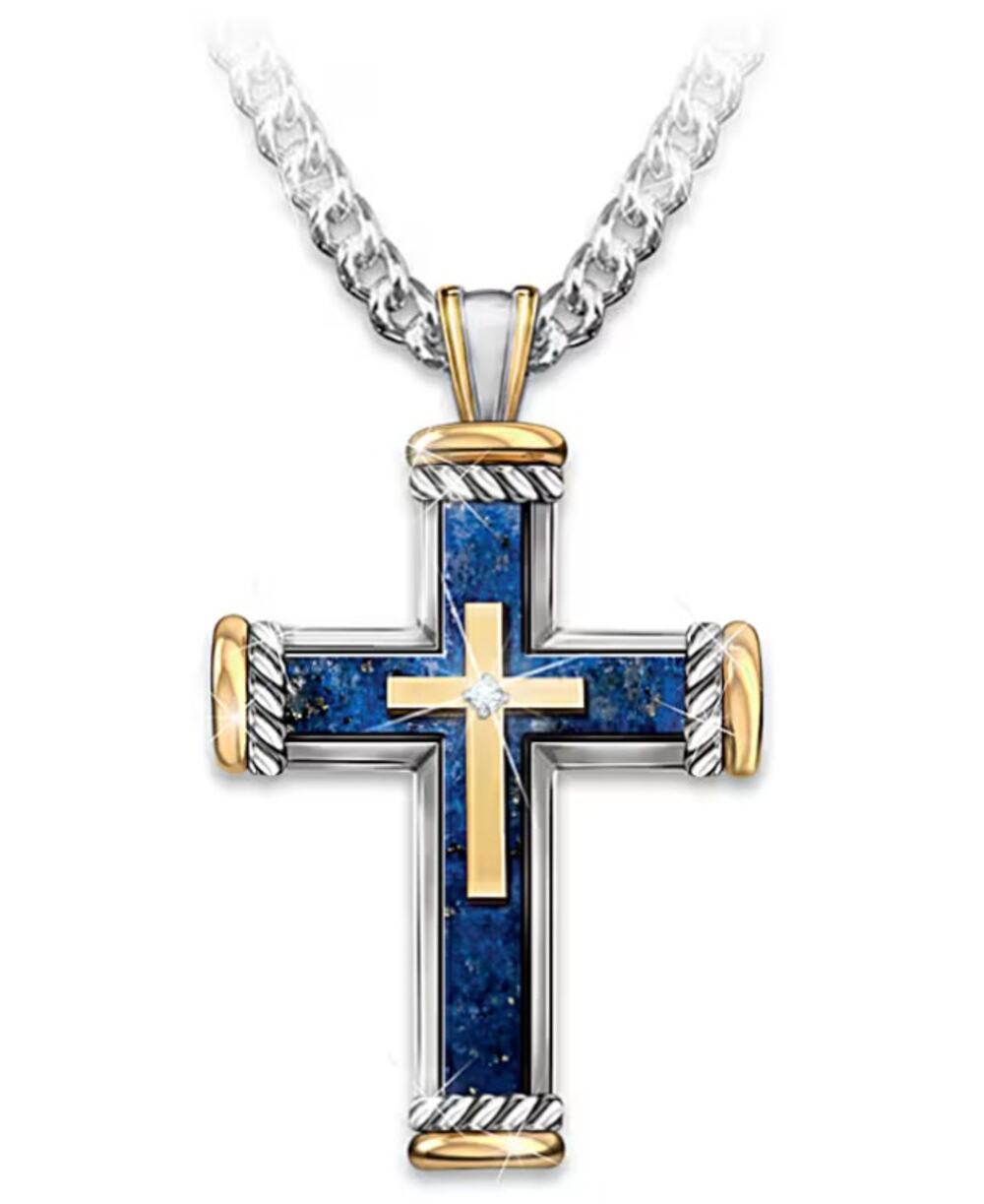 Men's Lapis Lazuli Cross Pendant Necklace